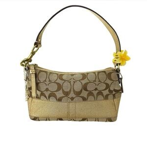Coach Gold and Tan Shoulder Bag